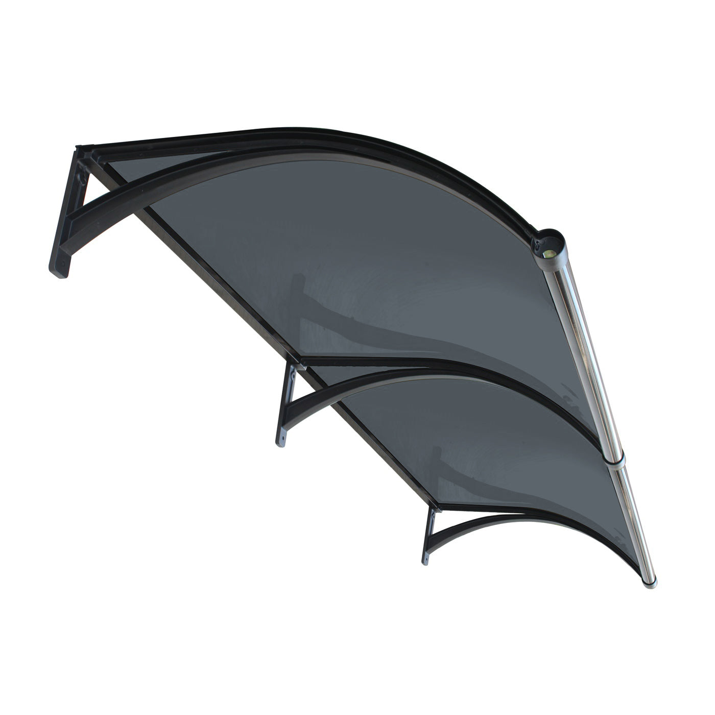 Copertină ERIC PRO Alu cu Jgheab + Plexiglas de ușă 150x100cm marchiză adăpost acoperiș negru-antracit