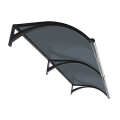 Copertină ERIC PRO Alu cu Jgheab + Plexiglas de ușă 150x100cm marchiză adăpost acoperiș negru-antracit