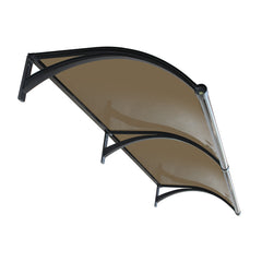 Copertină ERIC PRO Alu cu Jgheab + Plexiglas de ușă 150x100cm marchiză adăpost acoperiș negru-bronz