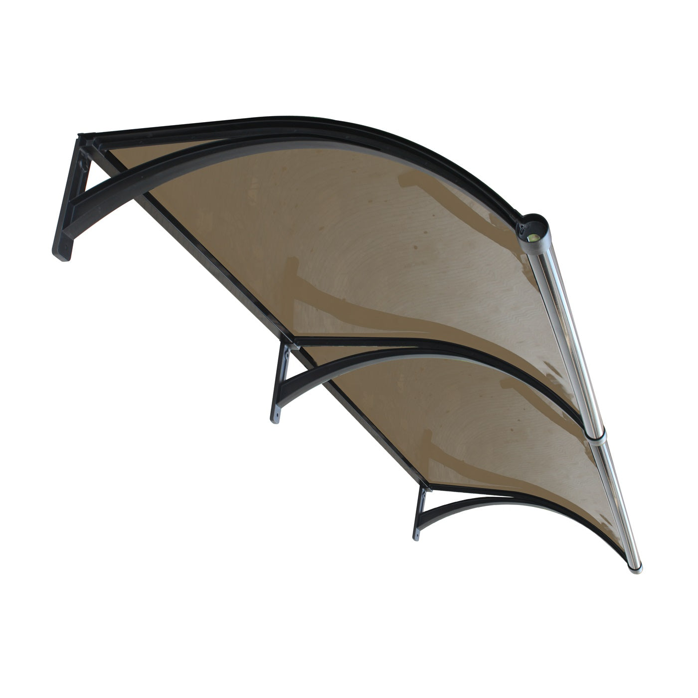 Copertină ERIC PRO Alu cu Jgheab + Plexiglas de ușă 150x100cm marchiză adăpost acoperiș negru-bronz