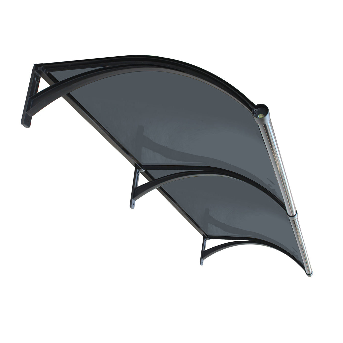 Copertină ERIC PRO Alu cu Jgheab + Plexiglas de ușă 150x100cm marchiză adăpost acoperiș negru-antracit