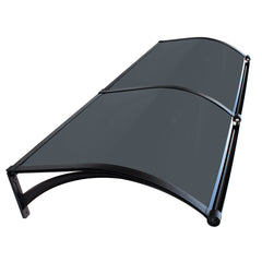 Copertină ERIC PRO Alu cu Jgheab + Plexiglas de ușă 150x100cm marchiză adăpost acoperiș negru-antracit