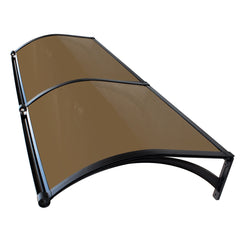 Copertină ERIC PRO Alu cu Jgheab + Plexiglas de ușă 150x100cm marchiză adăpost acoperiș negru-bronz