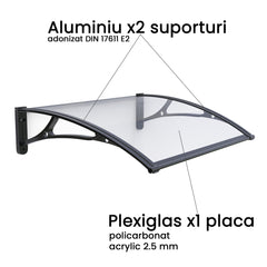 Copertina PLEXIGLAS PRO 150x100 cm, Policarbonat Acrylic 2.5 mm, Suporturi din Aluminiu, Negru/Antracit