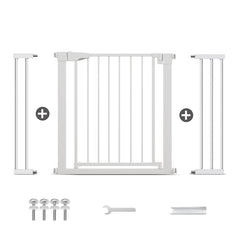 Poartă de Siguranță PRO 180° pentru Copii și Animale 75 x 111-117 cm, ALB