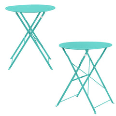 Set Bistro Flair - mobilier terasa gradina, 2 scaune + masa, otel vopsit - verde turcoaz