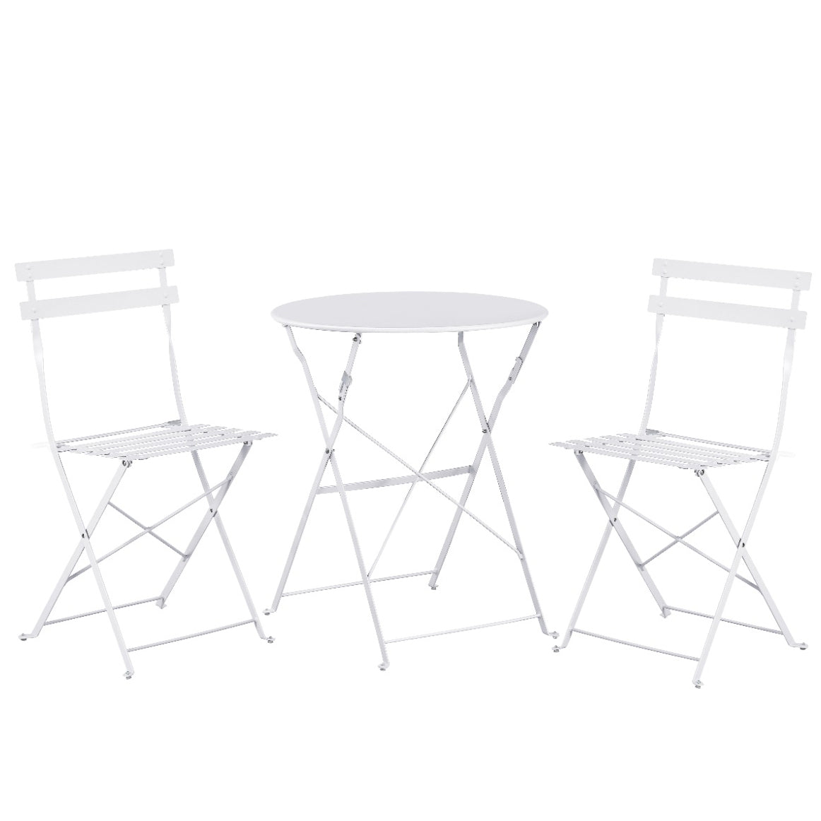 Set Bistro Flair - mobilier terasa gradina, 2 scaune + masa, otel vopsit - alb