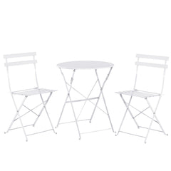 Set Bistro Flair - mobilier terasa gradina, 2 scaune + masa, otel vopsit - alb