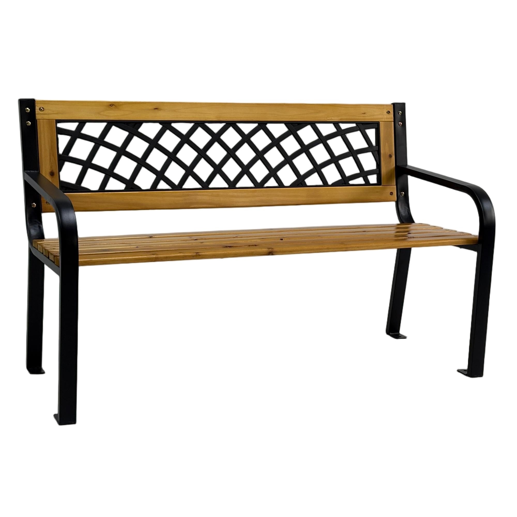 Bancă grădină LUNA 118x52x73 cm din lemn, oțel și PVC - MAPROFI