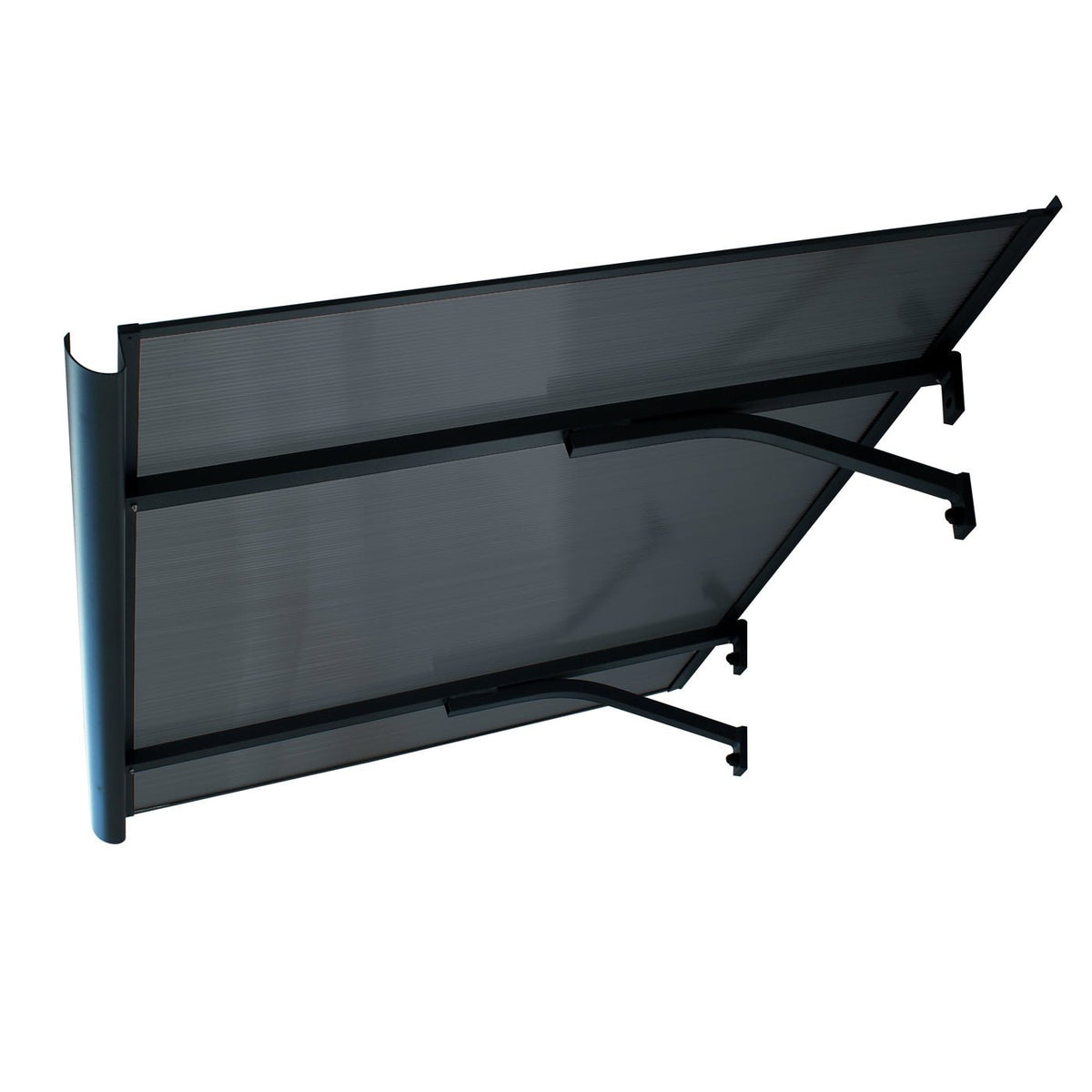 Copertină BODO PRO cu jgheab 120x90 cm din policarbonat – Negru/Antracit - MAPROFI
