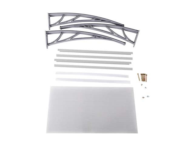 Copertină ECO 240x80 cm din policarbonat – Gri/Transparent - MAPROFI