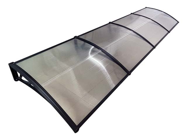 Copertină ECO 400x100 cm din policarbonat – Negru/Transparent - MAPROFI