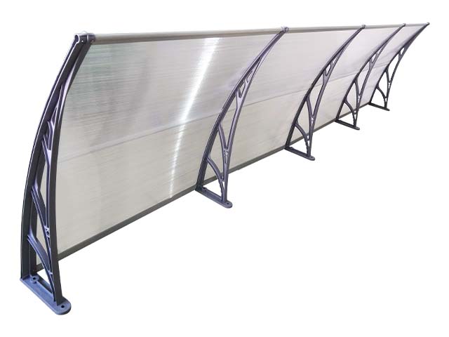 Copertină ECO 400x150 cm din policarbonat – Gri/Transparent - MAPROFI