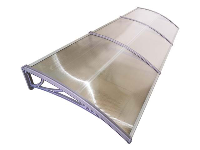 Copertină ECO 400x150 cm din policarbonat – Gri/Transparent - MAPROFI