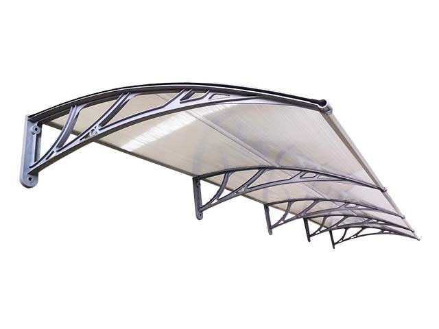 Copertină ECO 400x150 cm din policarbonat – Gri/Transparent - MAPROFI