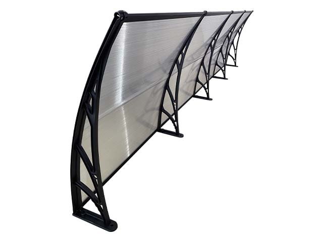 Copertină ECO 400x150 cm din policarbonat – Negru/Transparent - MAPROFI
