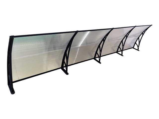 Copertină ECO 400x150 cm din policarbonat – Negru/Transparent - MAPROFI