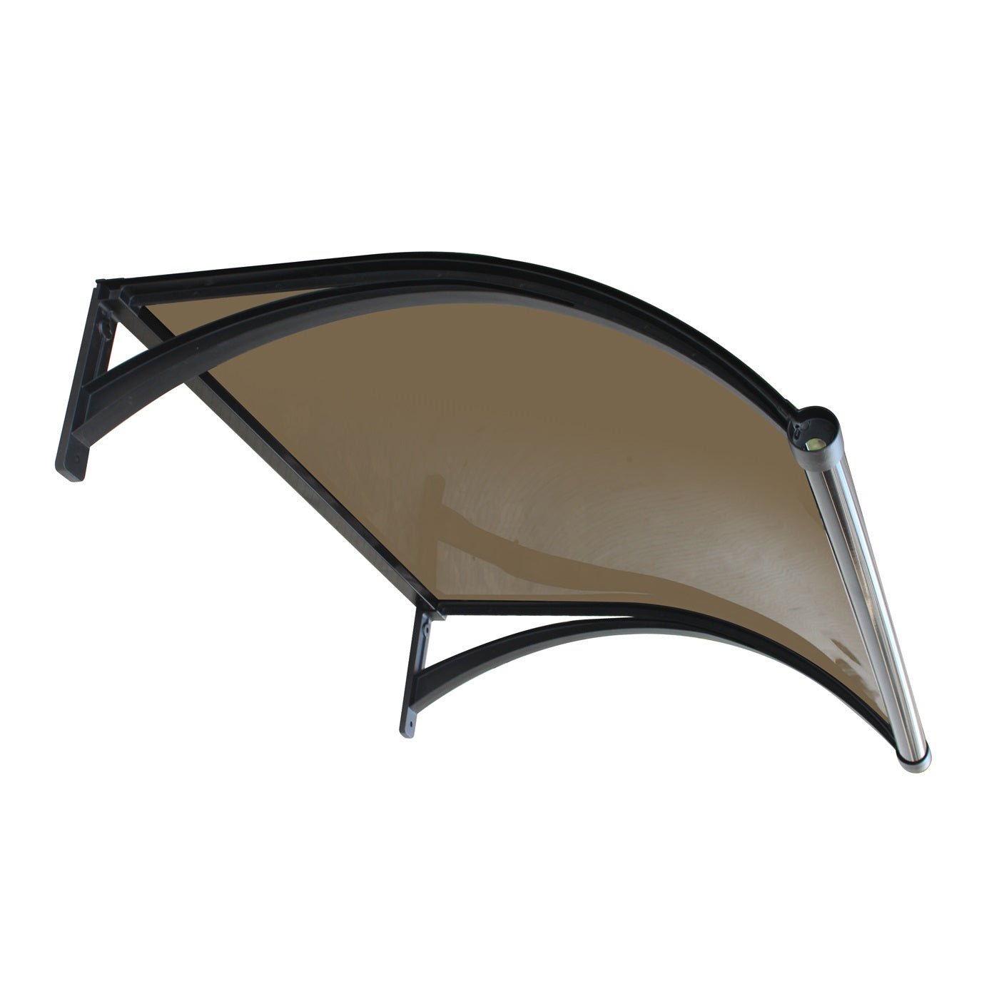 Copertină ERIC PRO cu jgheab 120x100 cm din plexiglas – Negru/Bronz - MAPROFI