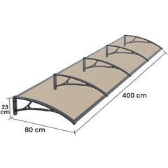 Copertina PLEXIGAS PRO 400x80 cm, Policarbonat Acrylic 2.5 mm, Suporturi din Aluminiu, Negru/Bronz - MAPROFI