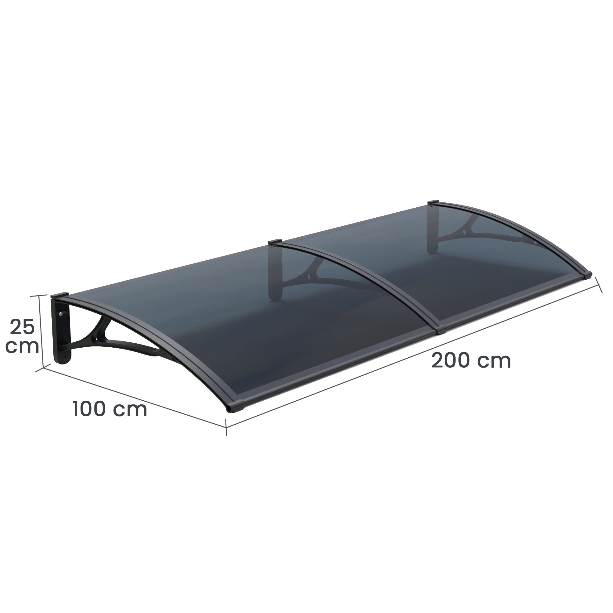 Copertina PLEXIGLAS PRO 200x100 cm, Placa Policarbonat Acrylic 2.5 mm, Suporturi din Aluminiu, Negru/Antracit - MAPROFI