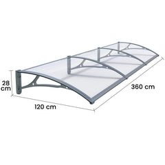 Copertina PLEXIGLAS PRO 360x120 cm, Policarbonat Acrylic 2.5 mm, Suporturi din Aluminiu, Gri/Transparent - MAPROFI