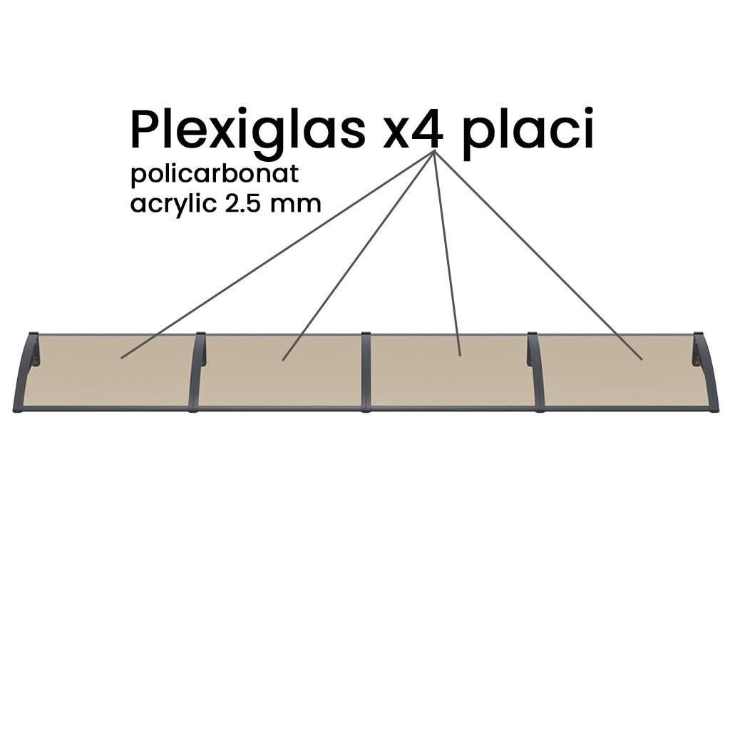 Copertina PLEXIGLAS PRO 360x150 cm, Policarbonat Acrylic 2.5 mm, Suporturi din Aluminiu, Negru/Bronz - MAPROFI
