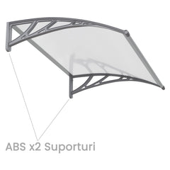 Copertină PREMIUM 100x60 cm, placă 6 mm dintr-o bucată – Gri/Transparent - MAPROFI