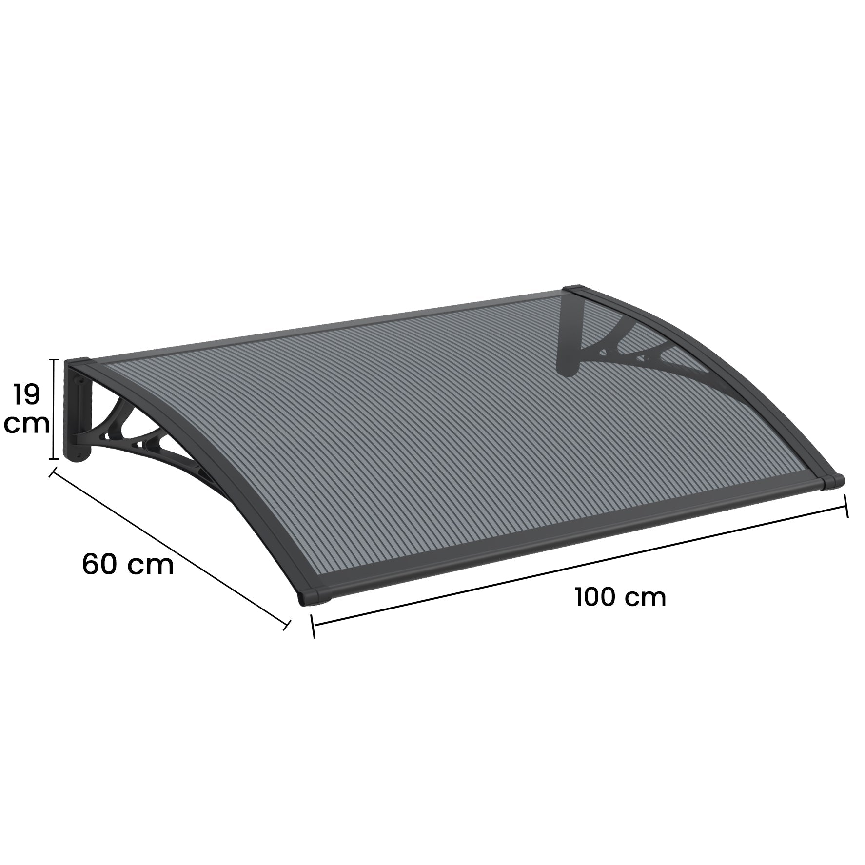 Copertina PREMIUM 100x60 cm, Policarbonat 6 mm, Suporturi din ABS, Negru/Antracit - MAPROFI