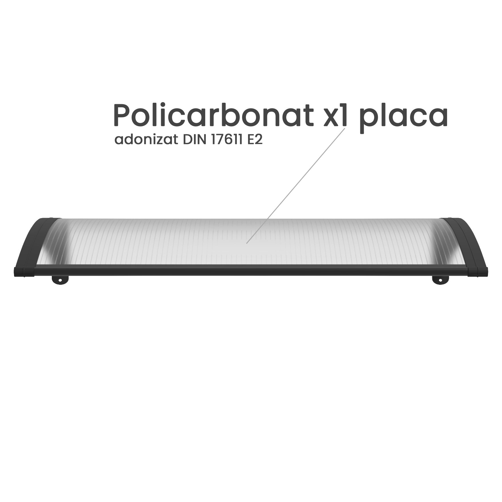 Copertină PREMIUM 100x80 cm, placă 6 mm dintr-o bucată – Negru/Transparent - MAPROFI