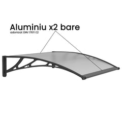 Copertină PREMIUM 100x80 cm, placă 6 mm dintr-o bucată – Negru/Transparent - MAPROFI
