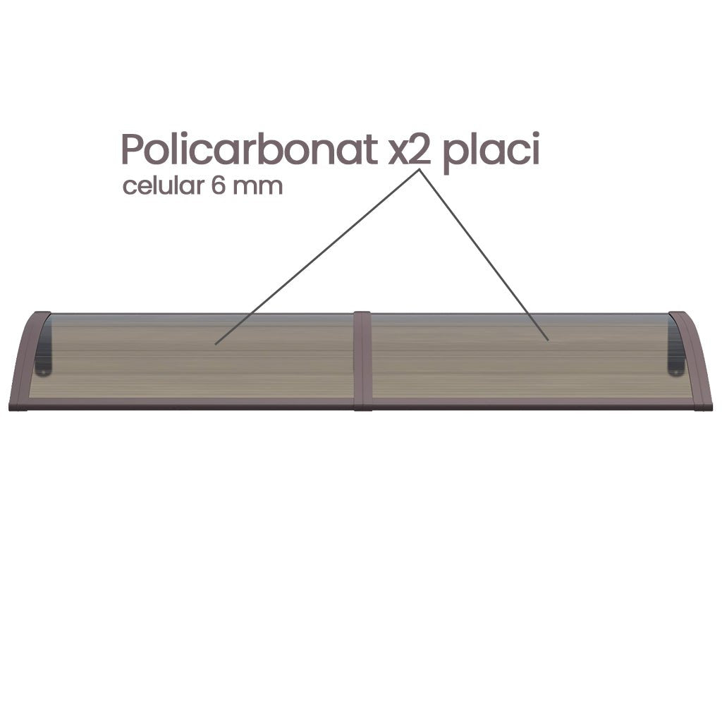 Copertina PREMIUM 120x150 cm, Policarbonat 6 mm, Suporturi din ABS, Maro/Bronz - MAPROFI