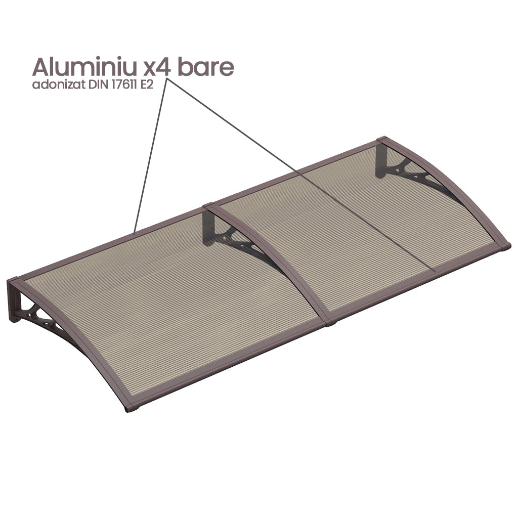Copertina PREMIUM 120x150 cm, Policarbonat 6 mm, Suporturi din ABS, Maro/Bronz - MAPROFI