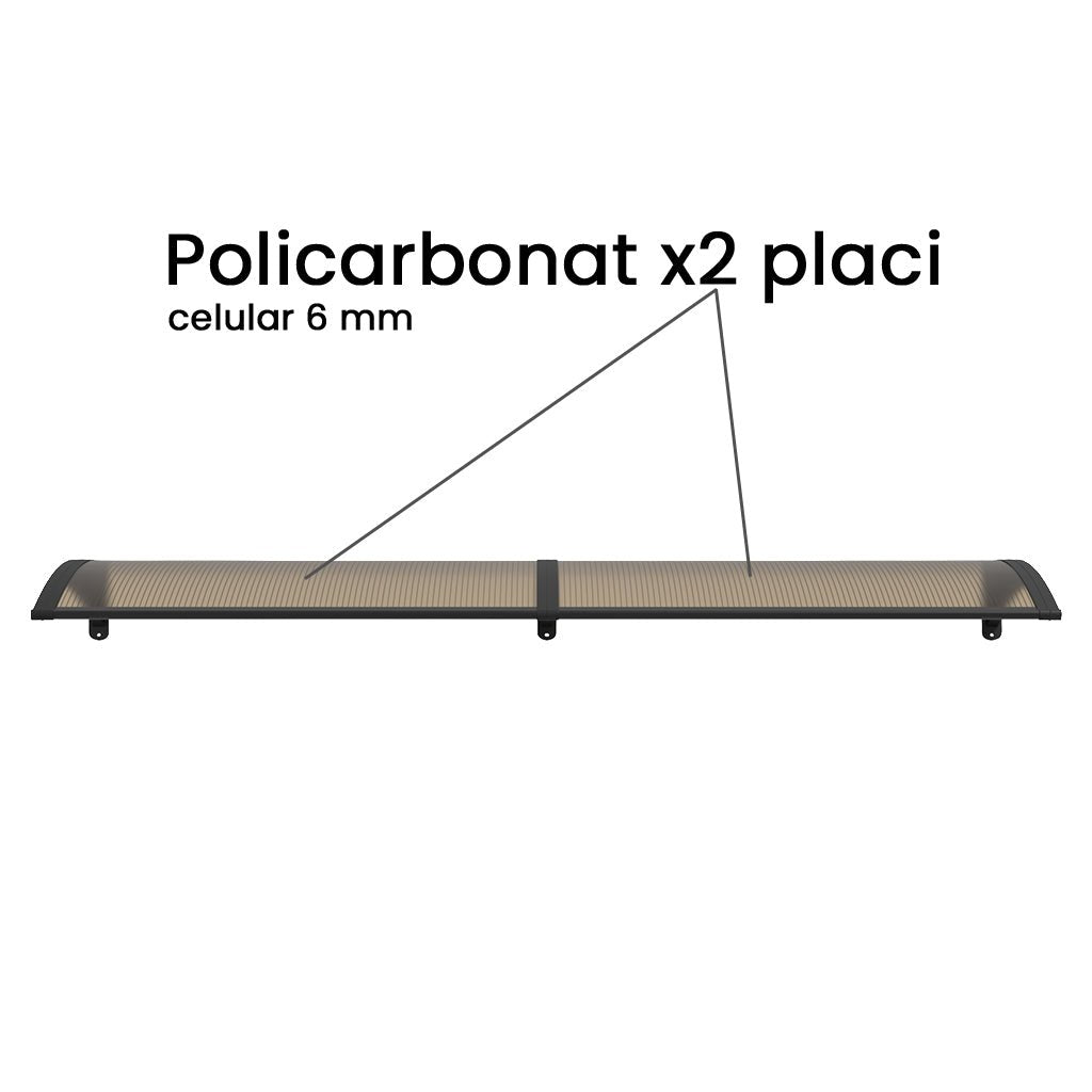 Copertina PREMIUM 120x150 cm, Policarbonat 6 mm, Suporturi din ABS, Negru/Bronz - MAPROFI
