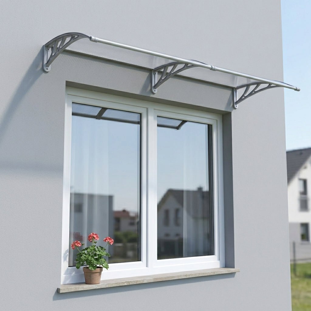 Copertină PREMIUM 150x120 cm, placă 6 mm dintr-o bucată – Gri/Transparent - MAPROFI