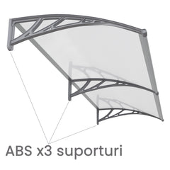 Copertină PREMIUM 150x120 cm, placă 6 mm dintr-o bucată – Gri/Transparent - MAPROFI