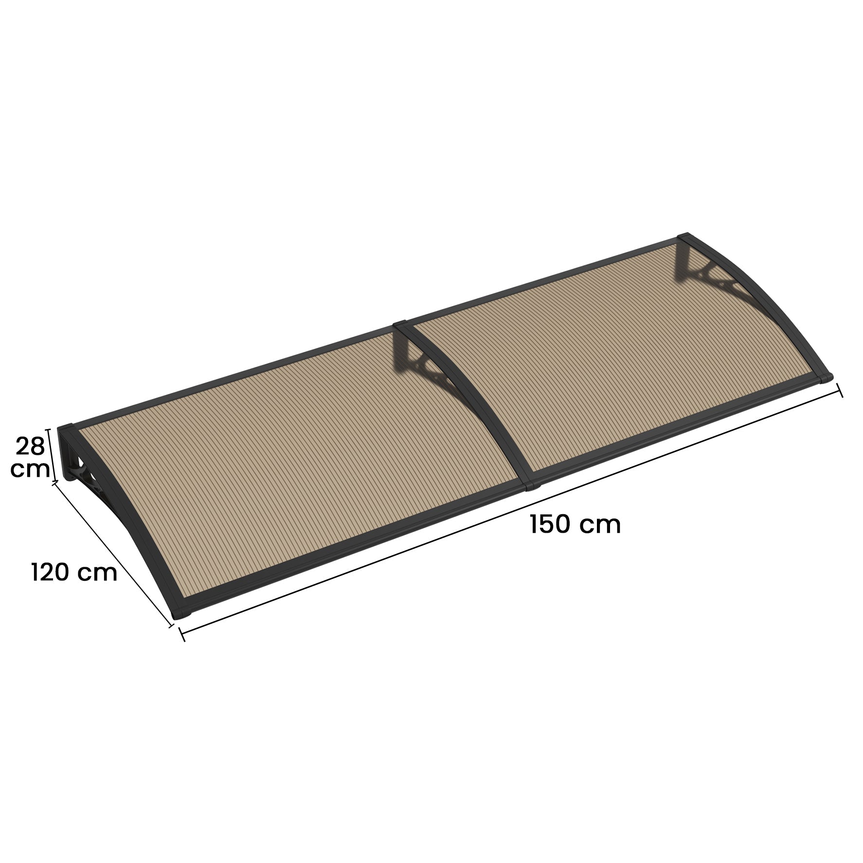 Copertină PREMIUM 150x120 cm, placă 6 mm dintr-o bucată – Negru/Bronz - MAPROFI