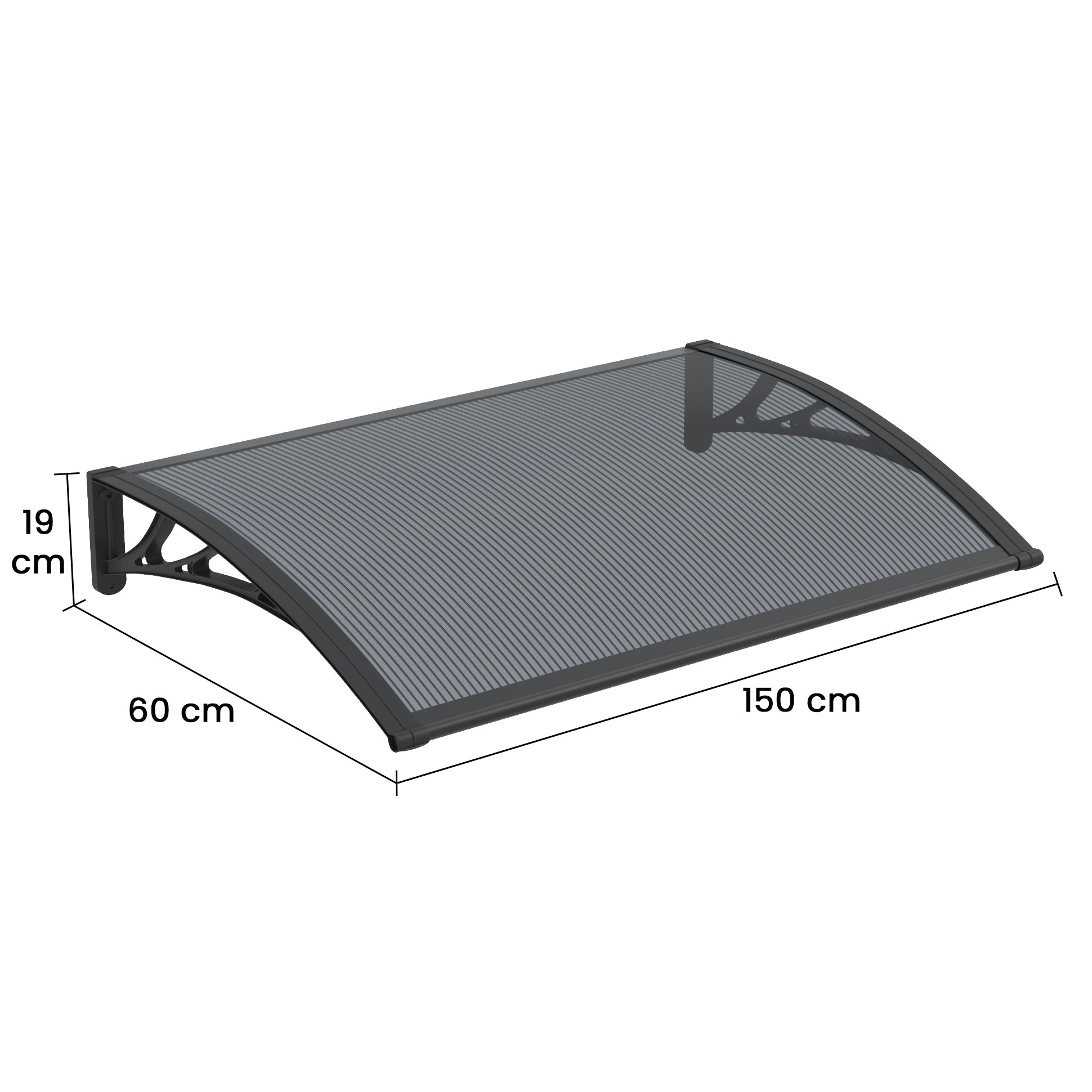 Copertină PREMIUM 150x60 cm, placă 6 mm dintr-o bucată – Negru/Antracit - MAPROFI