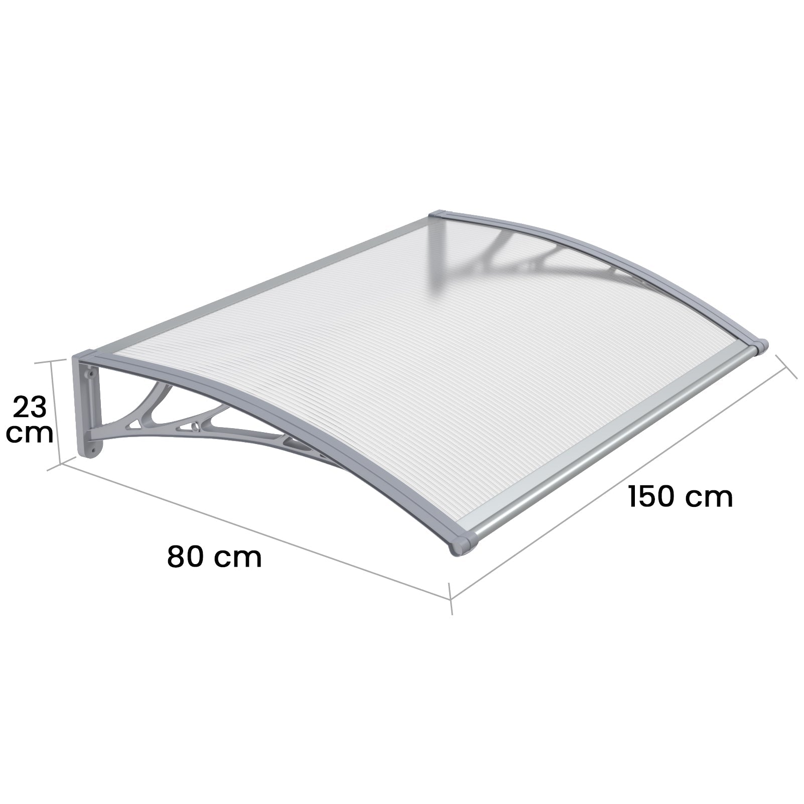 Copertina PREMIUM 150x80 cm, Policarbonat 6 mm, Suporturi din ABS, Gri/Transparent - MAPROFI