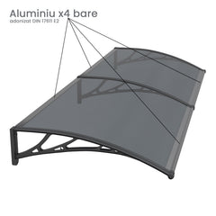 Copertină PREMIUM 200x120 cm, placă 6 mm dintr-o bucată – Negru/Antracit - MAPROFI