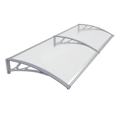 Copertină PREMIUM 200x60 cm, placă 6 mm dintr-o bucată – Gri/Transparent - MAPROFI
