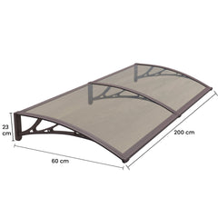 Copertină PREMIUM 200x60 cm, placă 6 mm dintr-o bucată – Maro/Bronz - MAPROFI