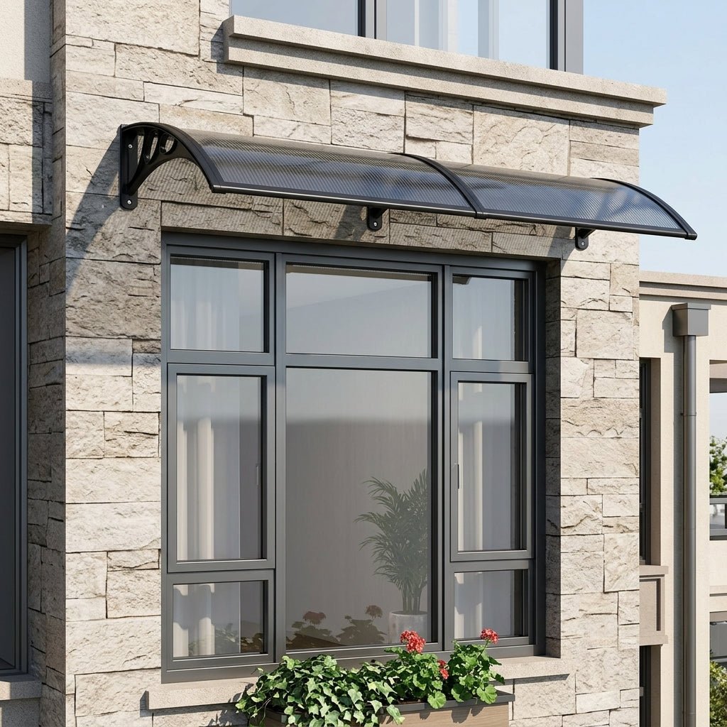 Copertină PREMIUM 200x80 cm, placă 6 mm dintr-o bucată – Negru/Antracit - MAPROFI