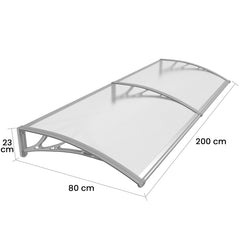 Copertina PREMIUM 200x80 cm, Policarbonat 6 mm, Suporturi din ABS, Gri/Transparent - MAPROFI