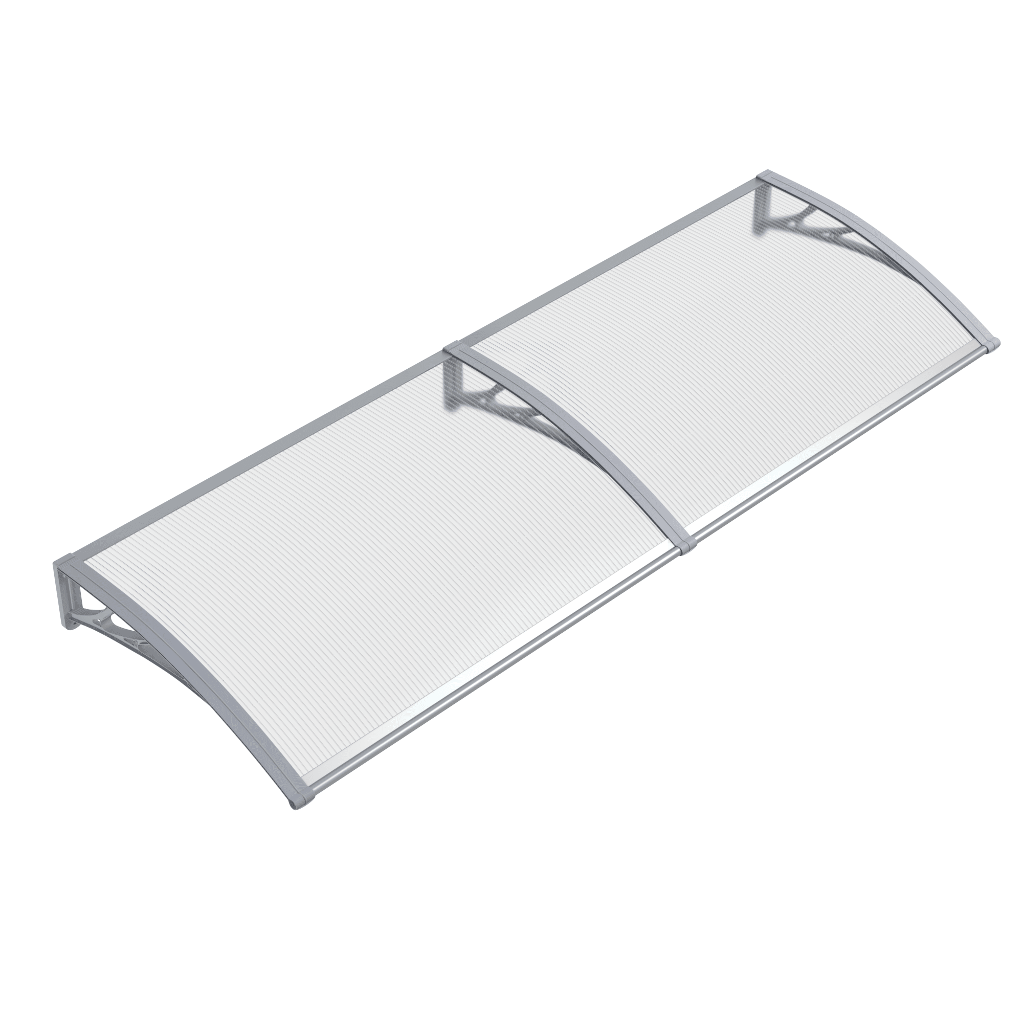 Copertină PREMIUM 240x100 cm, placă 6 mm dintr-o bucată – Gri/Transparent - MAPROFI