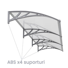 Copertină PREMIUM 300x100 cm, placă 6 mm dintr-o bucată – Gri/Transparent - MAPROFI