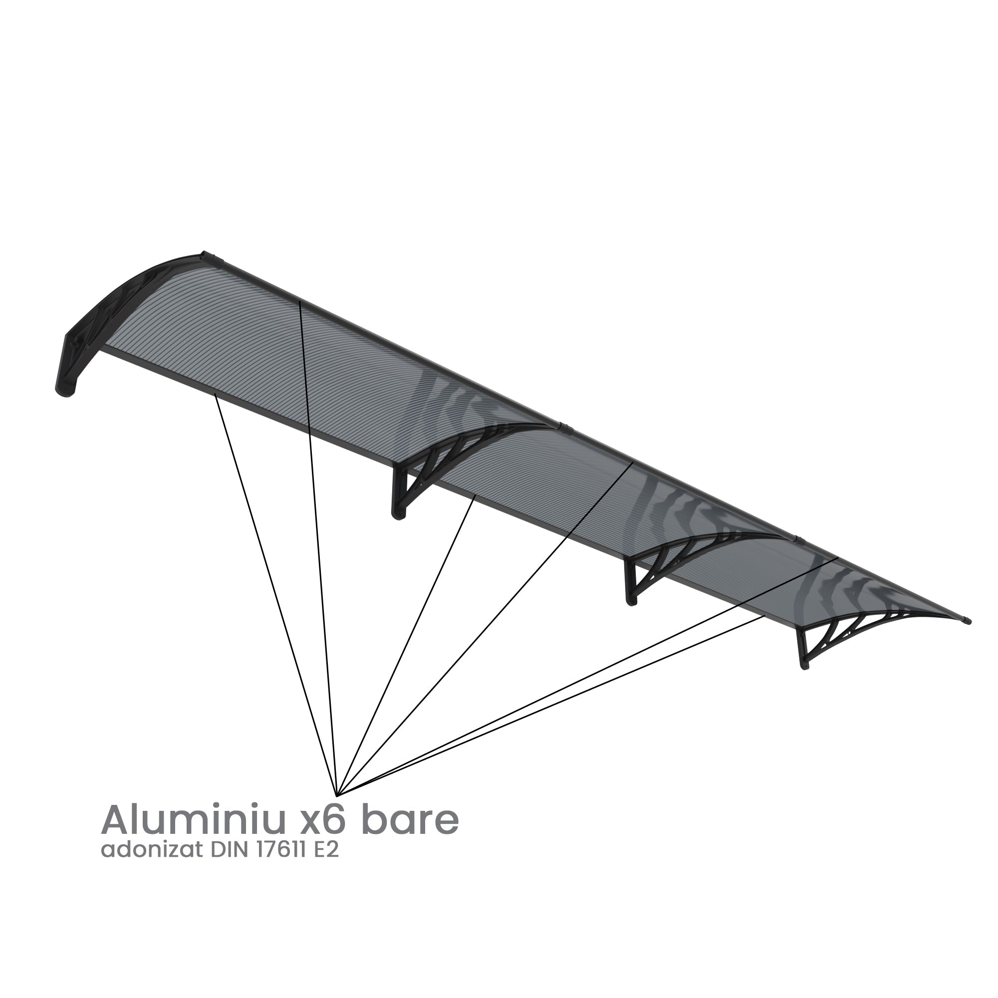 Copertină PREMIUM 300x120 cm, placă 6 mm dintr-o bucată – Negru/Antracit - MAPROFI