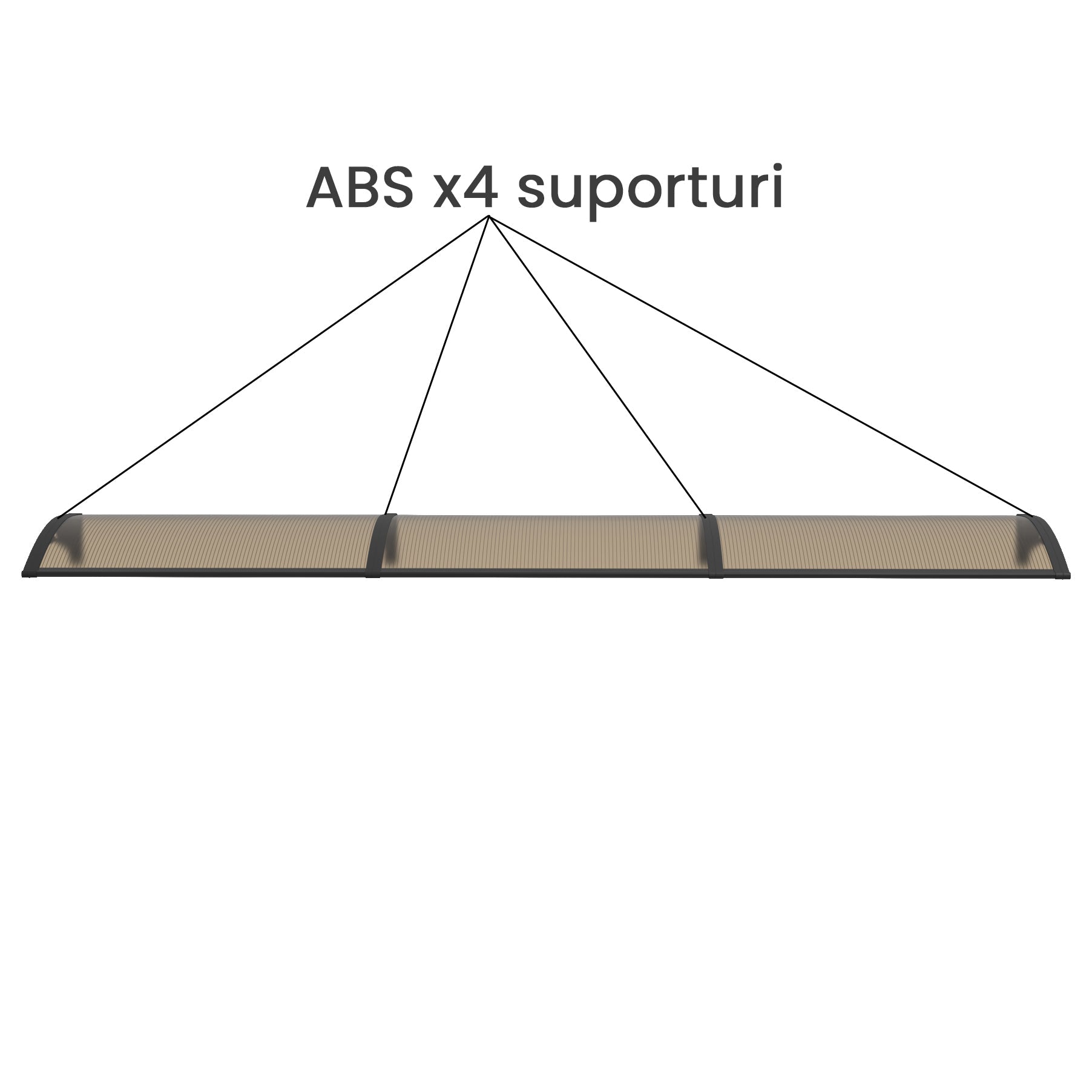 Copertină PREMIUM 300x120 cm, placă 6 mm dintr-o bucată – Negru/Bronz - MAPROFI