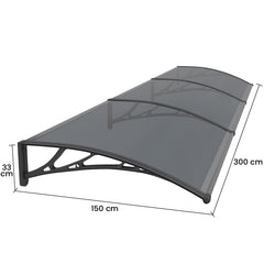 Copertină PREMIUM 300x150 cm, placă 6 mm dintr-o bucată – Negru/Antracit - MAPROFI