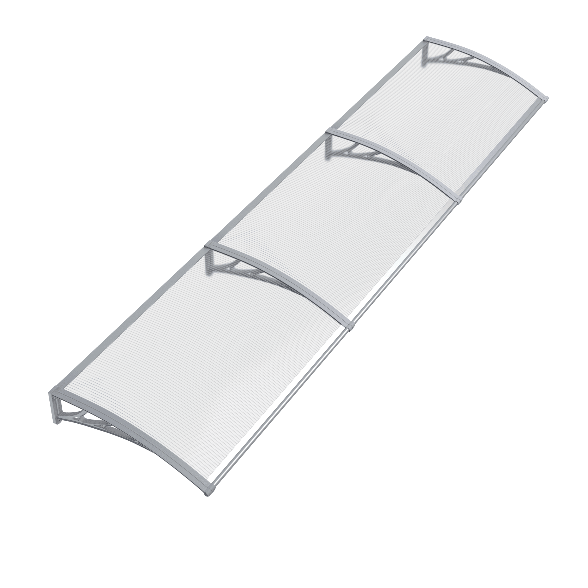 Copertină PREMIUM 360x80 cm, placă 6 mm dintr-o bucată – Gri/Transparent - MAPROFI