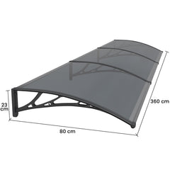 Copertină PREMIUM 360x80 cm, placă 6 mm dintr-o bucată – Negru/Antracit - MAPROFI